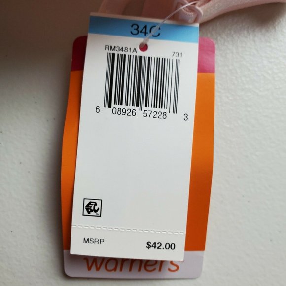 Warners® No Side Effects® Wireless with Mesh Bra Size 34C Adjustable Straps NEW - Picture 6 of 11